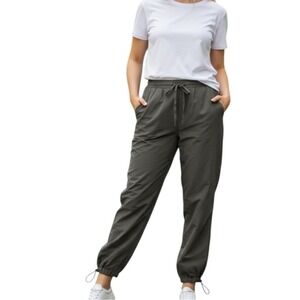 Rae Mode Nylon Pants, Windbreaker Style, with Adjustable Ankles,‎ Green, Size XS